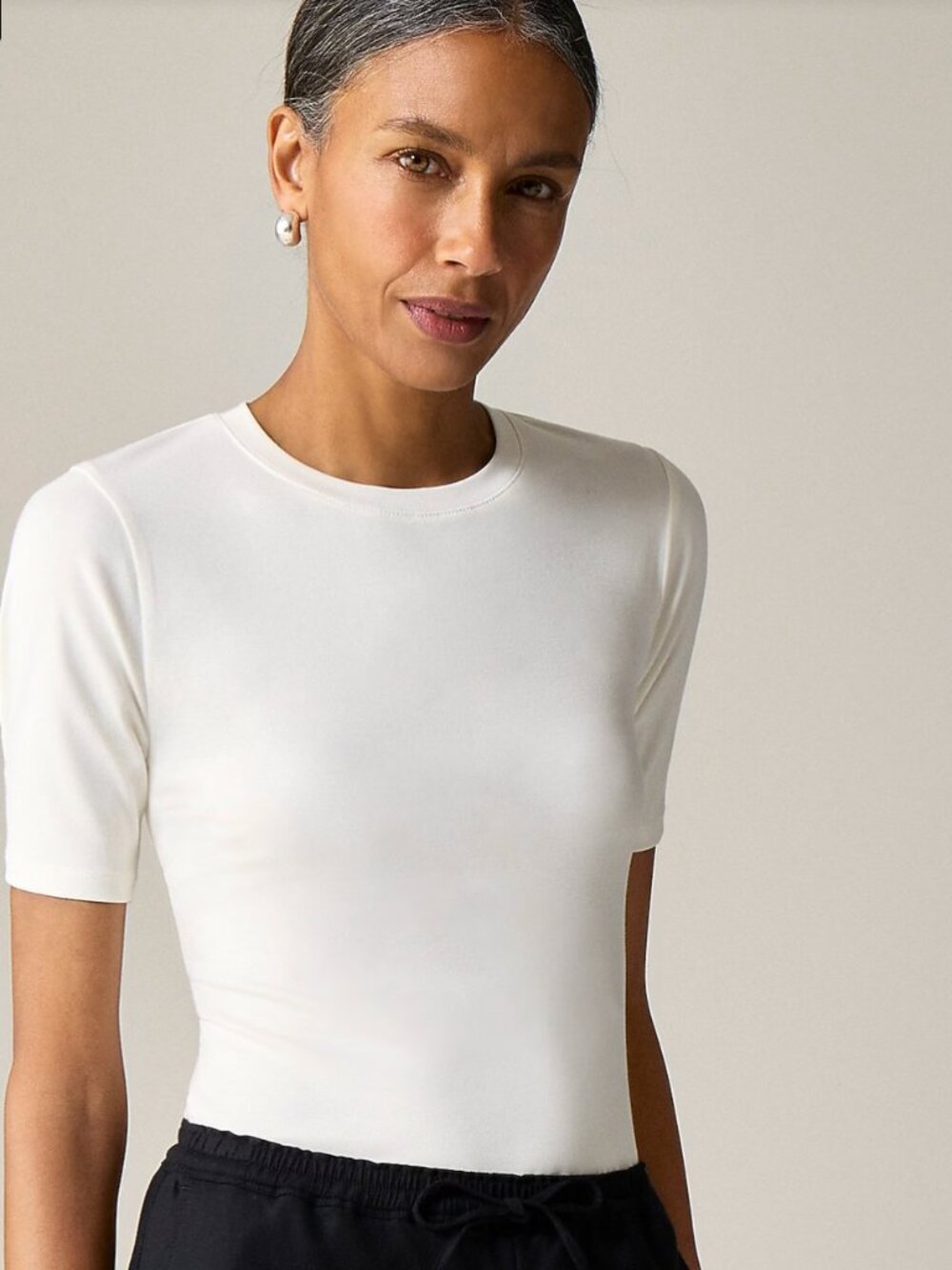 NEW NWT J. Crew Refined rib elbow-sleeve T-shirt Color: Ivory